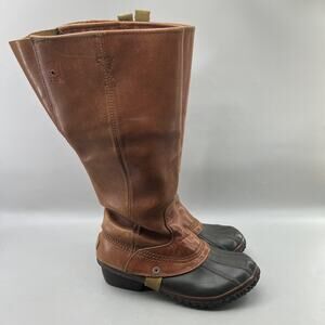 Sorel Slimpack Leather Equestrian Riding Boots Women Size 8 Brown Comfort Shoes